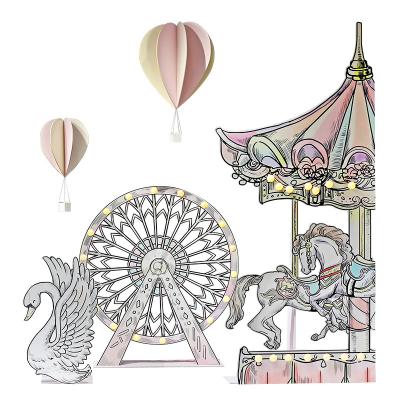 China SCIENTIFIC WORK ORGANIZATION Display Design Fantasy Ferris Wheel Window Mall PVC Panel Display Props Visual Vending Props for sale