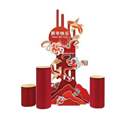 China China SCIENTIFIC WORK ORGANIZATION Display Design Rockery Props Window Display For New Year Commercial Art Display for sale