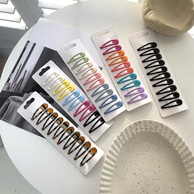 China Kid Girls Hair Accessories 10PCS/Set 5CM Soft Candy Drop Shape Snap BB Barrettes Hairgirp Hair Clips Hairpins for sale