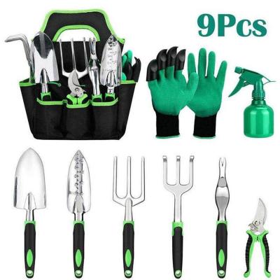 China Comfortable Handle INNO 9 Pieces Gardening Accessories Set Tools With Bag Garden Tool For Weeds for sale