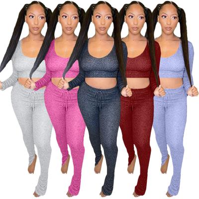 China 2021 Autumn Breathable Women's Outfits Jogging Two-Piece Set Biker Yoga Sets Skinny Sports Women Fitness Sets for sale