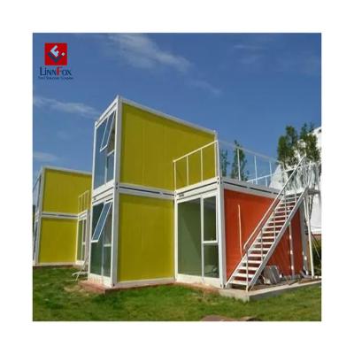 China Modern Linnfox 2 Story Flat Pack Prefab Modular Container House Prefabricated Container House Detachable Shipping Container House for sale