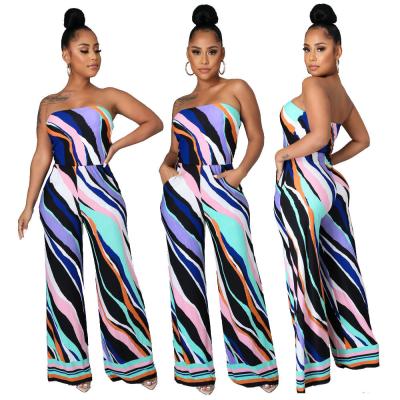 China Viable Hot Summer Fashion Women's Sleeveless Knitted Loose Pocketed Overalls With Printed For Women for sale