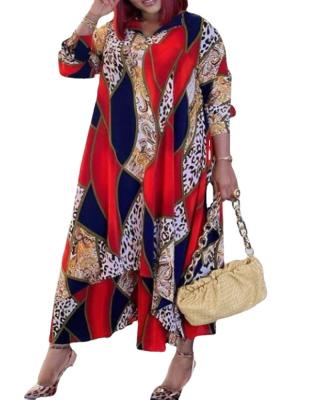 China 2021 Fashion Sustainable Loosely Printed Plus Size Elegant Mid Sleeve Dresses For Woman S-5XL for sale
