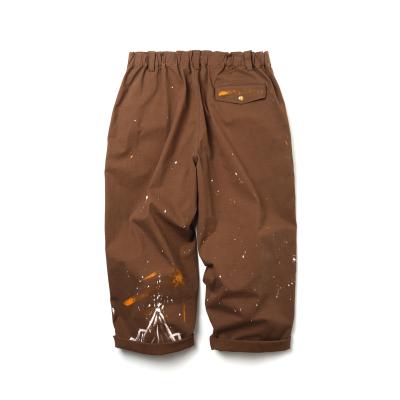 China Gallery Department Sustainable Jeans Spliced Vintage Cargo Pants Painted Brown Pants Mens Cargo for sale