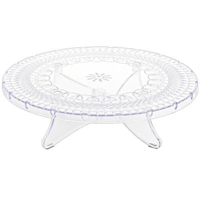 China Crystal Clear Plastic Stable 12 Inch Cake Tools PS Serving Round Plate For Birthday Cake For Wedding Christmas Party Tea Party for sale