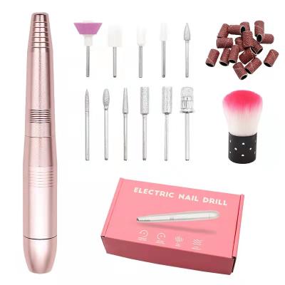 China Finger Nail+foot Nail Portable Nail Drill Machine File Machine Pen Shape Professional High Speed Electric Nail Drill Set With Nail Drill Bit for sale