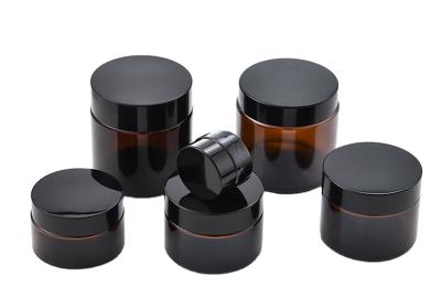 China 1oz 2oz 30ml 50ml 60ml 100ml Cosmetic Empty Cosmetic Cream Amber Glass Jar for sale