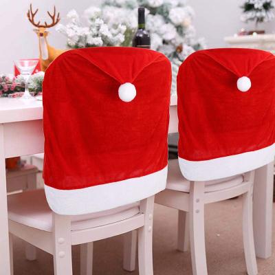 China Eco-Friendly Red Hat Dining Chair Covers Christmas Chair Back Covers For Xmas Party Holiday Decoration for sale