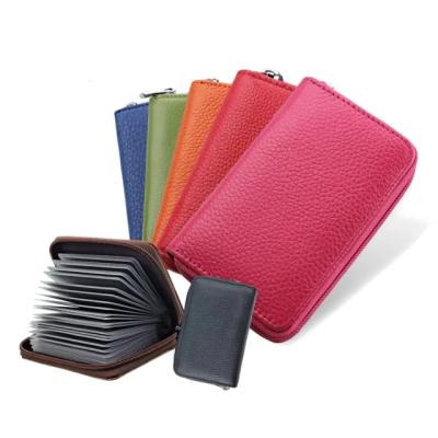China Customize Men's and Women's Leather ID Card Holder Metal Zipper Wallet for sale
