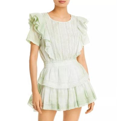China 2021 Anti-Static Women Dresses Short Sleeve Cotton Dresses Women Summer Mini White Dresses For Elegant Woman for sale