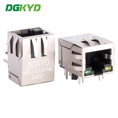 Cina KRJ-202FNL RJ45 connettore Gigabit Router Network Socket Single Port RJ45 Jack con integrato Magnetico 1GB, G/Y LED 1X1 in vendita