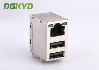 China Drie de dek gestapelde schakelaar van USB RJ45, RJ45 met dubbel USB Jack Te koop