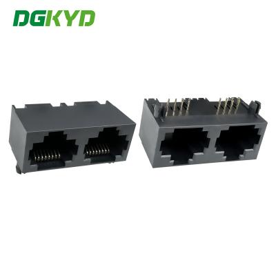중국 RJ45 네트워크 포트 커넥터 듀얼 포트 소켓 조명이 없는 완전 플라스틱 DGKYD561288IWA3DY1027 판매용
