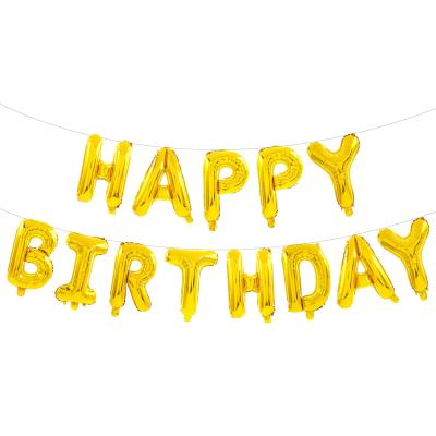 China Gift Toy Golden Happy Birthday Balloon Banner Film Foil Balloon Reusable Materials Used For Birthday Decoration And Party Supplies for sale