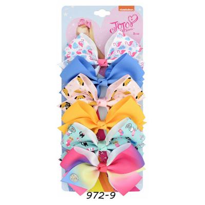 China New Design Lead Free Nickel Free 5 Inch Child Hair Bow Babies Heat Transfer Printing Big Hair JOJO Bow for sale