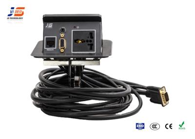 China Black Tabletop Interconnect Box , Pop Up Socket RJ45 Power Outlet for sale