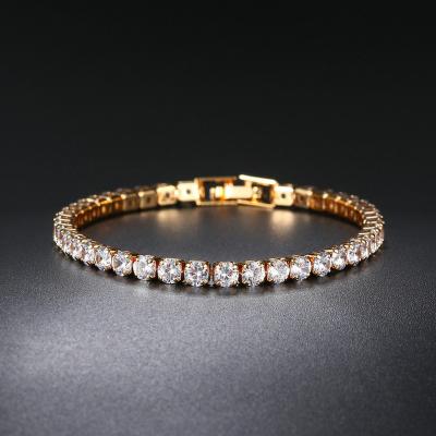 China Office / Career Fashion New Women's Jewelry Simple Zircon Bracelet Row4mmRound Diamond Tennis Bracelet Full for sale