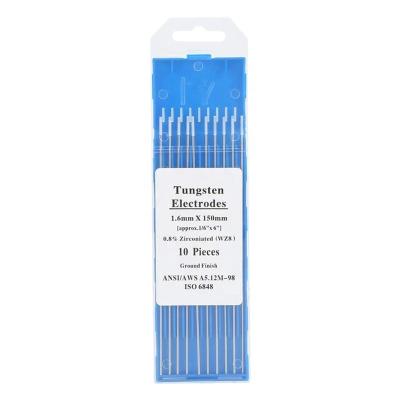 China 10Pieces/box Zirconiated Tungsten Electrodes 1.6mm Welding Tip White WZ8 For AC Tig Welding White (1.6mm*150mm/175mm) for sale