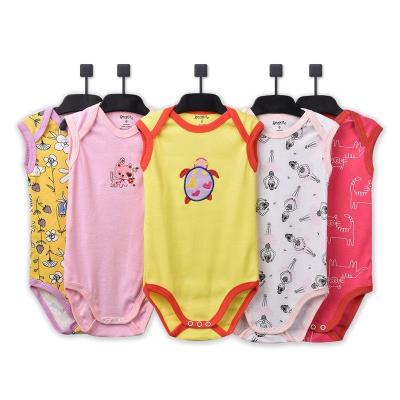 China Hot Selling Newborn Baby Girls Clothes Custom Made 100% Cotton Summer Jumpsuit Sleeveless 100% Baby Rompers For Infant for sale