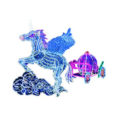 China Customized 8 Light ABS Pumpkin Carriage Double Horse Riding DP Dot Christmas New Year Maker Fantasy Festivals Epoxy Modeling Ornaments for sale