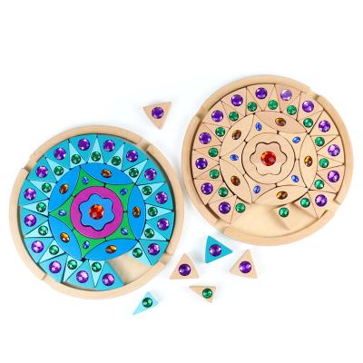 China Building block of Toy Early Educational Wooden Toy Mandala Diamond Gems Building Blocks Unique Wood for sale
