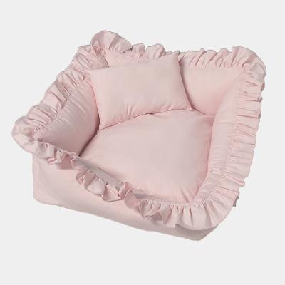 China Wholesale Soft Breathable Washable Comfortable Pure Baby Blue Pet Style Color Cute Pet Beds Sofa Bed for sale