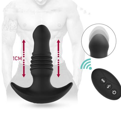 China 7-speed Vibration Frequency + 3 Speed Telescopic Remote Control Wholesale Remote Control Vibrator Rechargeable Sex Toys Huge Butt Plug Silicone Male Prostata Anal Massager for sale