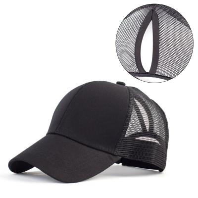 China COMMON Outdoor Adjustable Ponytail Women Summer White Ponytail Trucker Hat Custom OEM Logo for sale