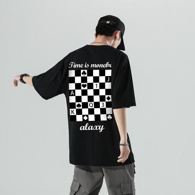 China Top Viable Streetwear Two Colors 3D Crew Neck T Shirts Printed Black And White Plaid Plus Size Mens T Shirts Unisex for sale