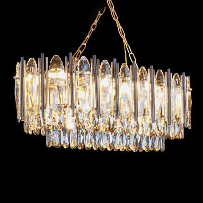 China Modern Wholesale Modern Living Room Bedroom Rectangle Gold Luxury Led Crystal Chandelier for sale