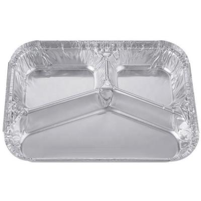 China Disposable Cooking Carry Out 3 Compartment Aluminum Foil Food Container / Aluminum Foil Lunch Box Tray / Box Compartment for sale