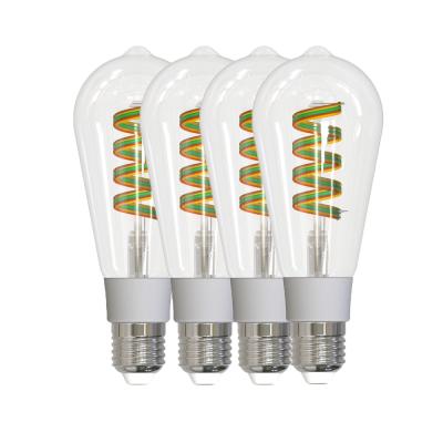 China Wholesale Amazon Alexa Google Home Smart Bulb E27 RGB Filament Indoor Bulbs ST64 Filament Clear TDC TDC for sale