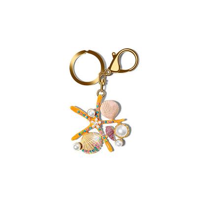 China New Design Wearable Metal Sublimation Key Chain Die Cast 3D BTS Starfish Metal Key Chain for sale