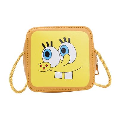 China Cute Fashion Fun Cartoon Spongeb Print Small Square Kids Handbag Purse Girls Children Cross - Body Shoulder Handbag for sale