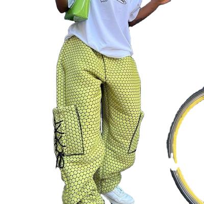 China Women's street hip-hop fashion design lace-up pocket pants girls hip hop loose woven clothing anti-static for sale