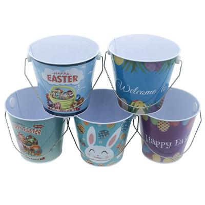 China Customized Viable Round Metal Tin Ice Bucket Beer Corona Bottle Serving Buckets With Handles Plated Beer Champagne Cooler Bucket for sale