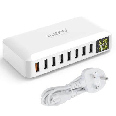 China Fast Charging Pass CE, RoHS, PSE Certificate ILEPO i6 60W 5V/2.4A 8 USB Port Charger With LED Display For Moible Phone for sale