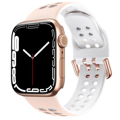 China Silicone Rubber Wrist Watch Band Two Color Apple Watch Silicone Band With Honeycomb Eye For Apple Watch Series 7 Band for sale