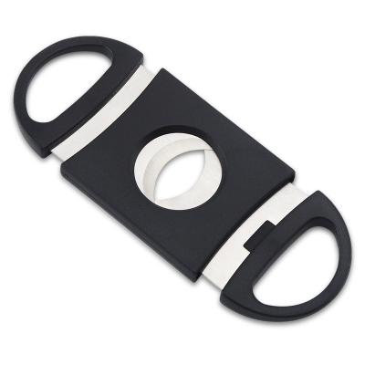 China DEBANG Durable Cigar Cutter Portable Black Plastic Cigar Smoking Accessories for sale