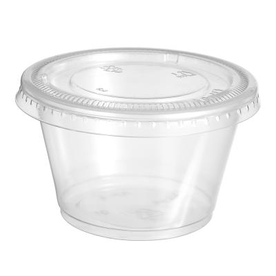 China 120ml Clear Pet Sauce Single Wall Cup With Lid Small Plastic Cups With Lids Clear Disposable Party Cup for sale
