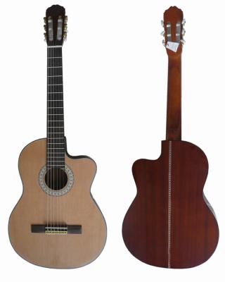 China Vintage 39inch 4/4 Cutaway Spruce Top Sapele Back Wood Classical Guitar Natural Color for sale