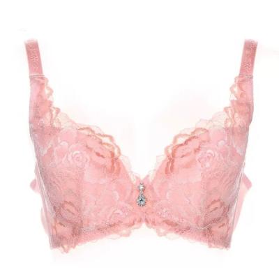 China Breathable Hot Selling Oversize Bra Full Cup Polyester Cotton Ladies Lace Transparent Padding Bra for sale