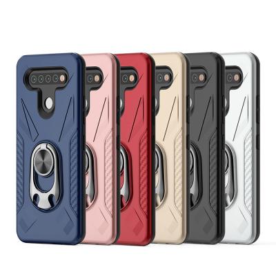 China Unique 360 Rotation Carbon Fiber Phone Ring Holder Magnetic 2 in 1 Hybrid Case for LG K51s Case kickstand for sale