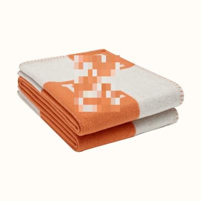 China H Letter Wool Knitted Blanket Cashmere Furniture Decorative Blankets MAOTAN-FBL-00090 for sale