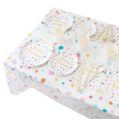 China Direct use Birthday Decoration disposable tableware set paper plate paper cup tablecloth colorful party decoration holiday party supplies for sale