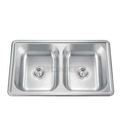 China With Faucet Bonke Kitchen Sink With Topmount Installation 33 Inch Double Bowl Equal Height Basin With cUPC Certificate for sale