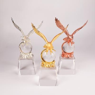 China Health Care Institutes MH-NJ00664 Customized K9 Material Metal Eagle Crystal Trophy Award Sublimation Crystal Eagle Awards for sale