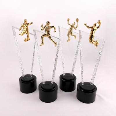 China Health Care Institution Gold Sports Men Badminton Trophies Glass Plate Custom Engraving Crystal Awards MH-NJ00658 for sale
