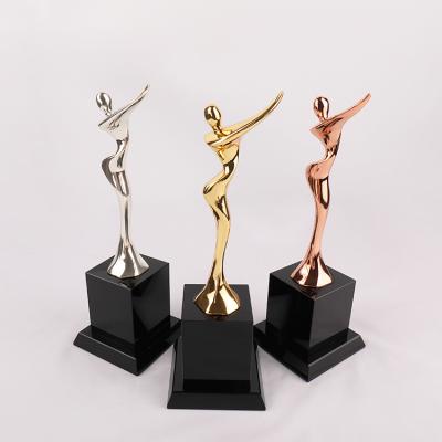 China Health care institute MH-NJ00659 silver bronze crystal girl dancer gold metal award custom engraving crystal trophy for sale